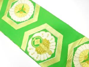 アンティーク　亀甲に蝶・花模様織り出し袋帯(材料)